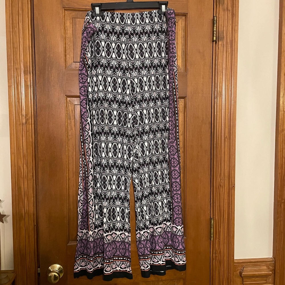 C Est. 1946 Elegant Black and Purple Wide Leg Women's Soft Pants, Size 22/24WP